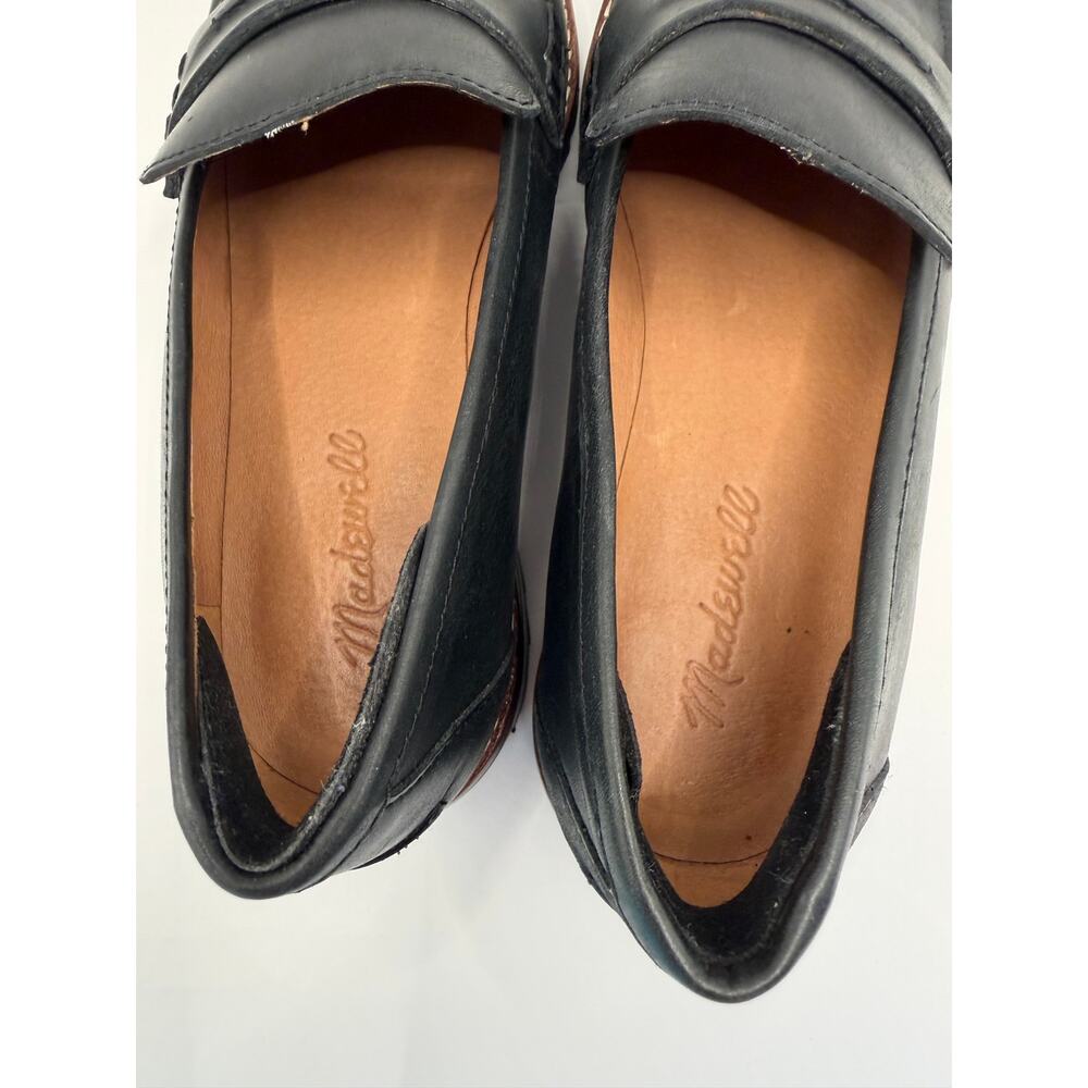 Madewell The Corinne Lugsole Loafers Black Leather Chunky Platform 8 Worn Once - Picture 6 of 9